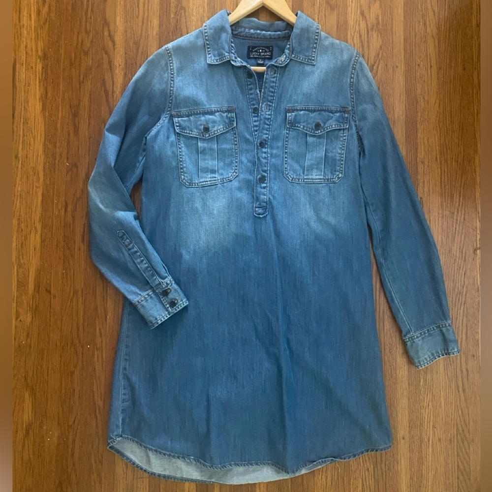 Lucky Brand Womens Dress Small Long Sleeve Denim Western Minimalist
